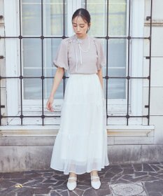 earth music&ecology リボンチュールティアードスカート