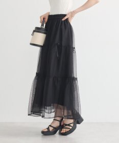 earth music&ecology リボンチュールティアードスカート