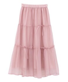 earth music&ecology リボンチュールティアードスカート