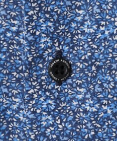 JOSEPH ABBOUD 【キングサイズ・清涼・リネンブレンド】コットンリネン ボイルフラワープリント 半袖シャツ