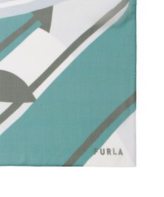 MOONBAT 【シルク100%】FURLA (フルラ) アーチロゴ 幾何学柄 シルクシフォンプリントスカーフ 150cm×35cm 手洗い可能