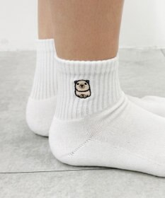 WEGO アニマル刺繍アンクル底パイルソックス