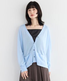 YECCA VECCA ハイゲージミドル丈Vネックカーディガン