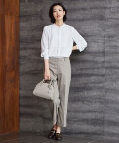 J.PRESS LADIES 【洗える】ヌーディスバックサテン バンドカラー ブラウス