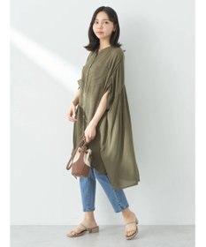 earth music&ecology レーヨンポケットシャツチュニック