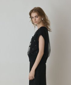GRACE CONTINENTAL チュール刺繍ニットトップ