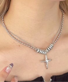 WEGO Lリングモチーフボールチェーンネックレス