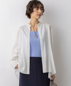 23区 【先行予約】ドビーストライプ バックタック フレアブラウス