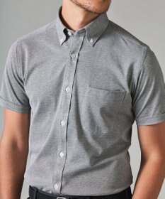 GOTAIRIKU 【吸汗速乾】クールマックス鹿の子 半袖ビズシャツ_ボタンダウン