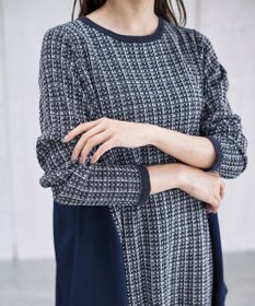 Tiaclasse 【洗える】ツイード2段フレアチュニックブラウス