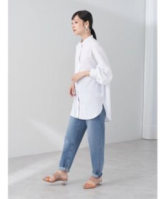 earth music&ecology バンドカラーストライプシャツ