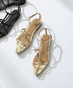 23区 【見上愛さん着用/Oggi・CanCam掲載】ポインテッド Tストラップ サンダル ゴールド系