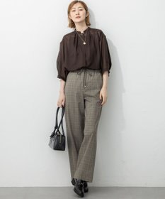 23区 【洗える】ドライ2WAYストレッチ チェック ワイド パンツ