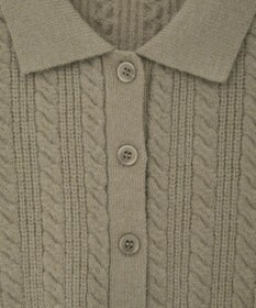 earth music&ecology 襟付きケーブルニットジャケット