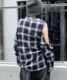 WEGO オープンショルダーチェックBIGシャツ