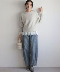 組曲 レースコンビ ロングTシャツ