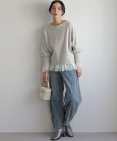 組曲 レースコンビ ロングTシャツ