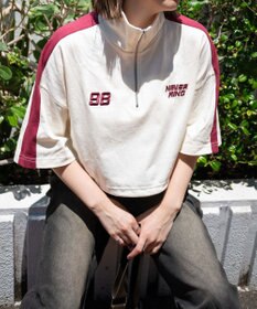 WEGO 刺繍ハーフジップT