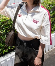 WEGO 刺繍ハーフジップT