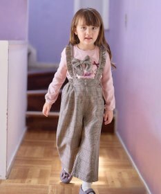 ANY KIDS フリル チェック サロペット