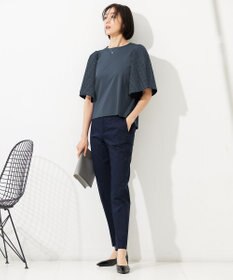 自由区 【接触冷感・洗える】コットンサテンストレッチテーパード パンツ