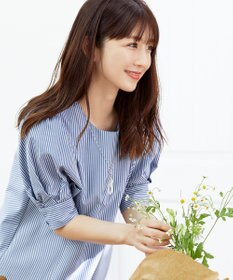 Tiaclasse 【小倉優子さん着用】【洗える】 パフスリーブチュニックブラウス