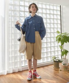 WEGO 【ANGIE VINTAGE】シアーデニムレギュラーカラーシャツ