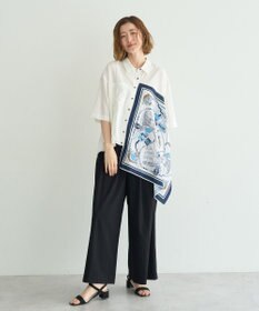YECCA VECCA スカーフデザインアシメハーフスリーブシャツ