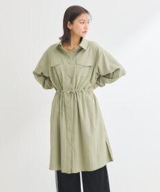 Green Parks ミディ丈ミリタリーシャツワンピース