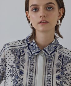 GRACE CONTINENTAL バンダナプリントシャツワンピース