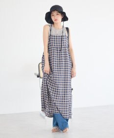 earth music&ecology シャーリングラメチェックキャミワンピース