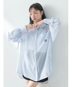 earth music&ecology 袖スリットリボンロングシャツ