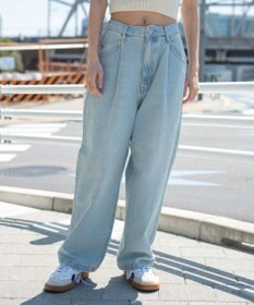 WEGO 【ユニセックス着用ITEM/SMLサイズ展開】ルーズテーパードデニムパンツ