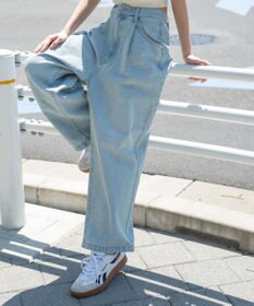 WEGO 【ユニセックス着用ITEM/SMLサイズ展開】ルーズテーパードデニムパンツ