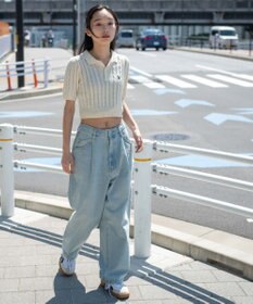 WEGO 【ユニセックス着用ITEM/SMLサイズ展開】ルーズテーパードデニムパンツ