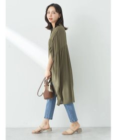 earth music&ecology レーヨンポケットシャツチュニック