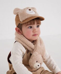 MIKI HOUSE HOT BISCUITS 【44-52cm】 もこくま顔ドン ボアキャップ