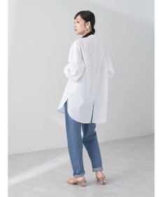 earth music&ecology バンドカラーストライプシャツ