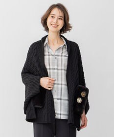 自由区 【洗える】アランパターンファーコンビ ニットガウン