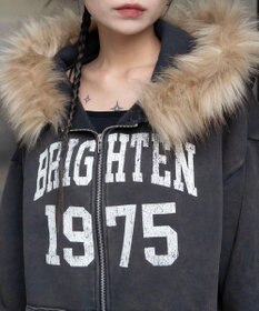 WEGO 裏起毛ファーフードBIGZIPパーカー