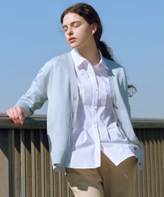 J.PRESS LADIES Vis/Pe スパーク ニット カーディガン グレイッシュブルー系