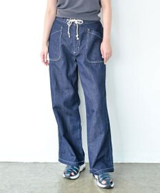 caqu FS linen easy wide リネンウエストゴムワイドストレート