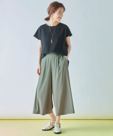 ANY L 【吸水速乾/シワになりにくい/アンチピリング】バックフレアフレンチスリーブカットソー