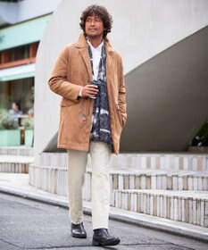 JOSEPH ABBOUD 【キルトレスダウン】ナチュラルダイスウェード ダウンコート