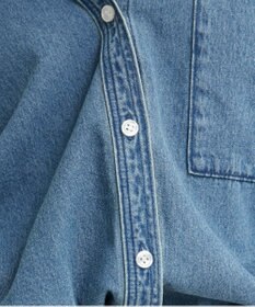 WEGO 【ANGIE VINTAGE】オーバーサイズ バンドカラー デニムシャツ