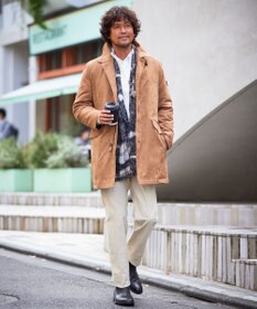 JOSEPH ABBOUD 【キルトレスダウン】ナチュラルダイスウェード ダウンコート