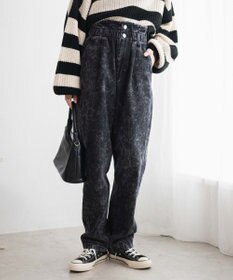 WEGO 【ウエストゴム】ウエストフリルデニムマムパンツ