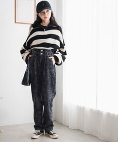 WEGO 【ウエストゴム】ウエストフリルデニムマムパンツ