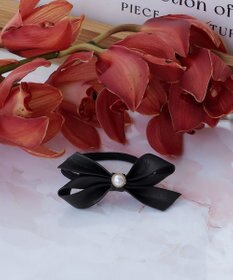 Tiaclasse 【2TYPE/ゴム＆クリップ】レザーリボンヘアアクセサリー