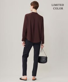 ICB L 【接触冷感・UVケア・速乾・洗える】BackSatinAmunzen バンドカラーブラウス